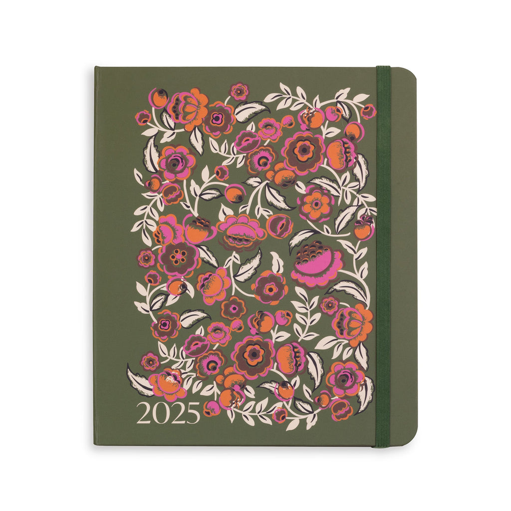 12 Month Large Planner, Bubbly Flowers Green