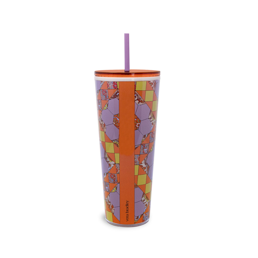 Double Wall Tumbler with Straw, Marrakesh Patchwork