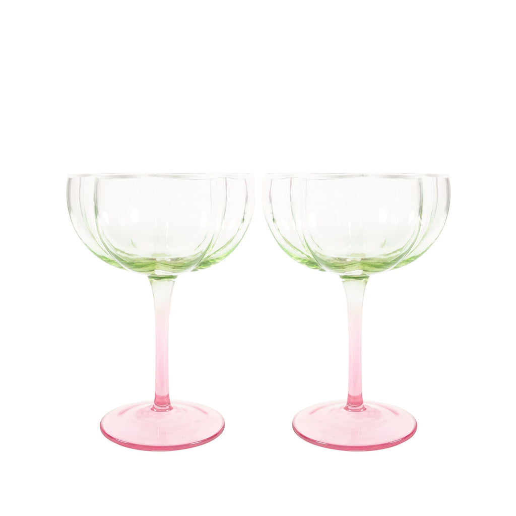 Coupe Glass Set, Jade Lime/Pink Muse Ombre