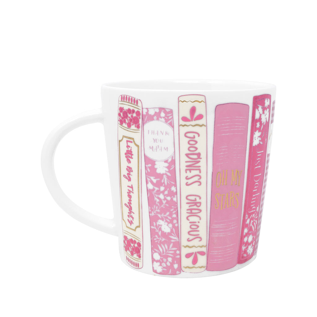 Ceramic Mug, Pink Book Stack