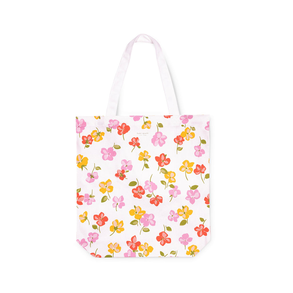 Canvas Book Tote, Spring Pansies