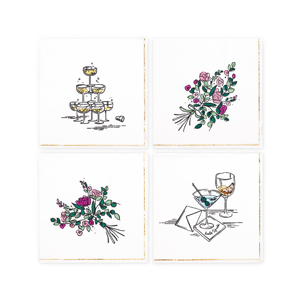 Cocktail Napkins, Bridal Toile