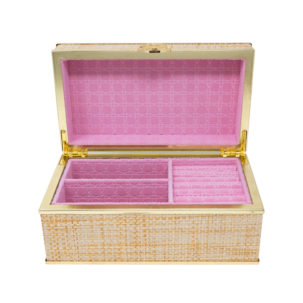 Jewelry Box, Gold Raffia