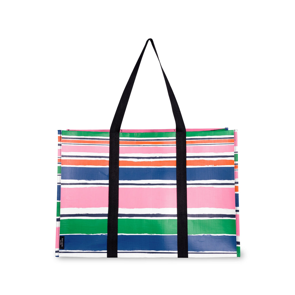 Large Grocery Tote, Ocean Stripe