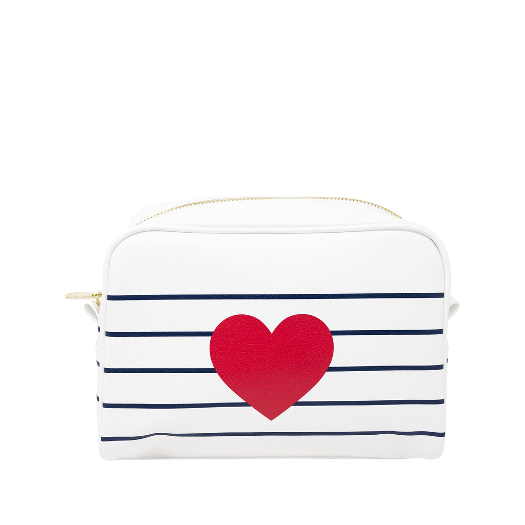 Pouch, Navy Stripes with Heart