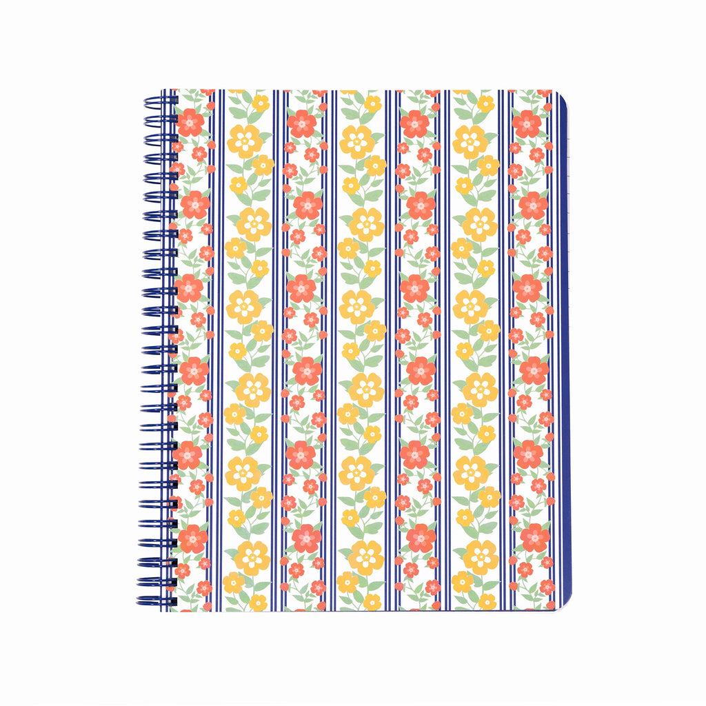 Small Spiral Notebook, Floral Stripe