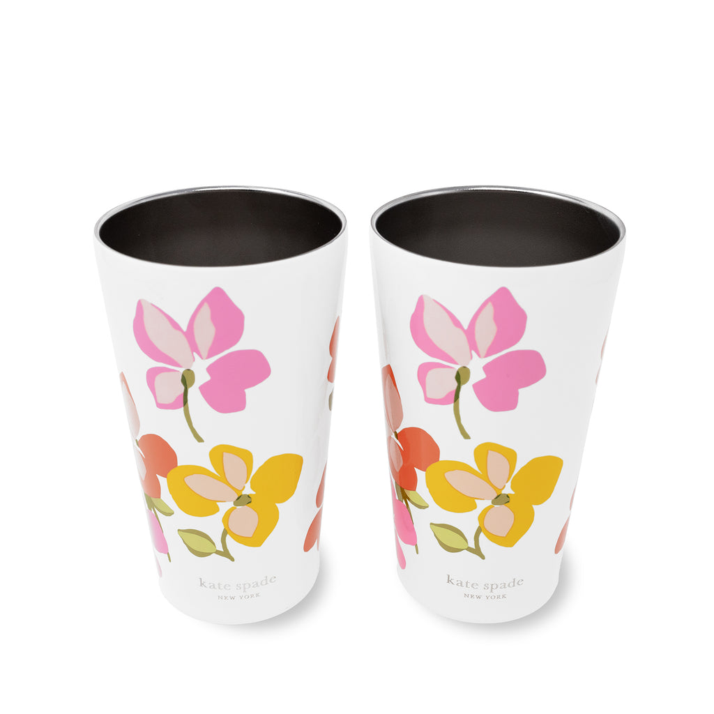 Stainless Steel Tumbler Set, Spring Pansies