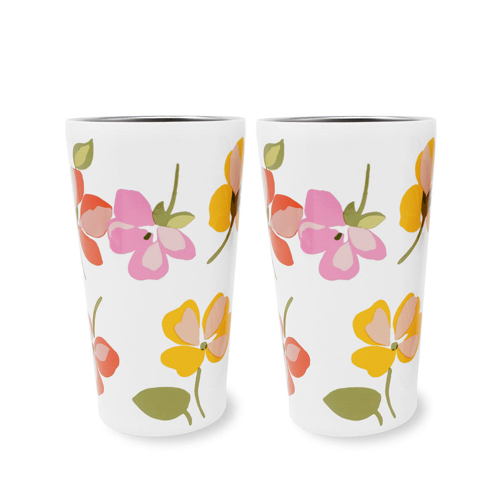 Stainless Steel Tumbler Set, Spring Pansies