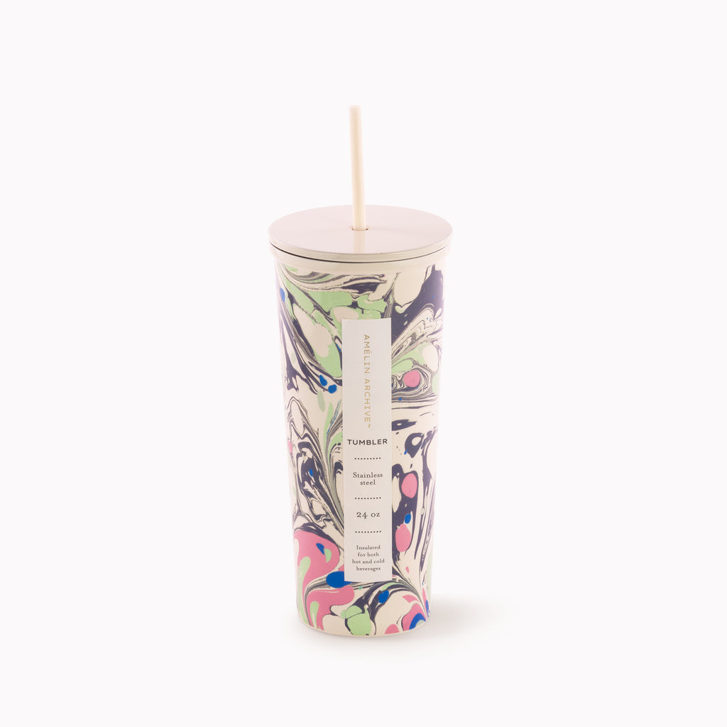 Stainless Steel Tumbler with Straw, Kaleidoscope