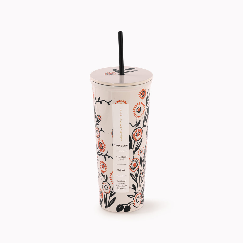 Stainless Steel Tumbler with Straw, Prairie