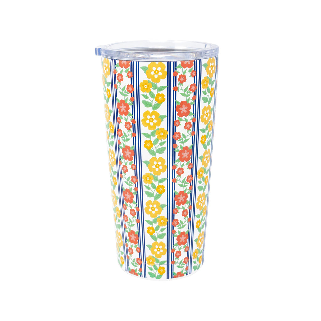 Stainless Steel Thermal Mug, Floral Stripe