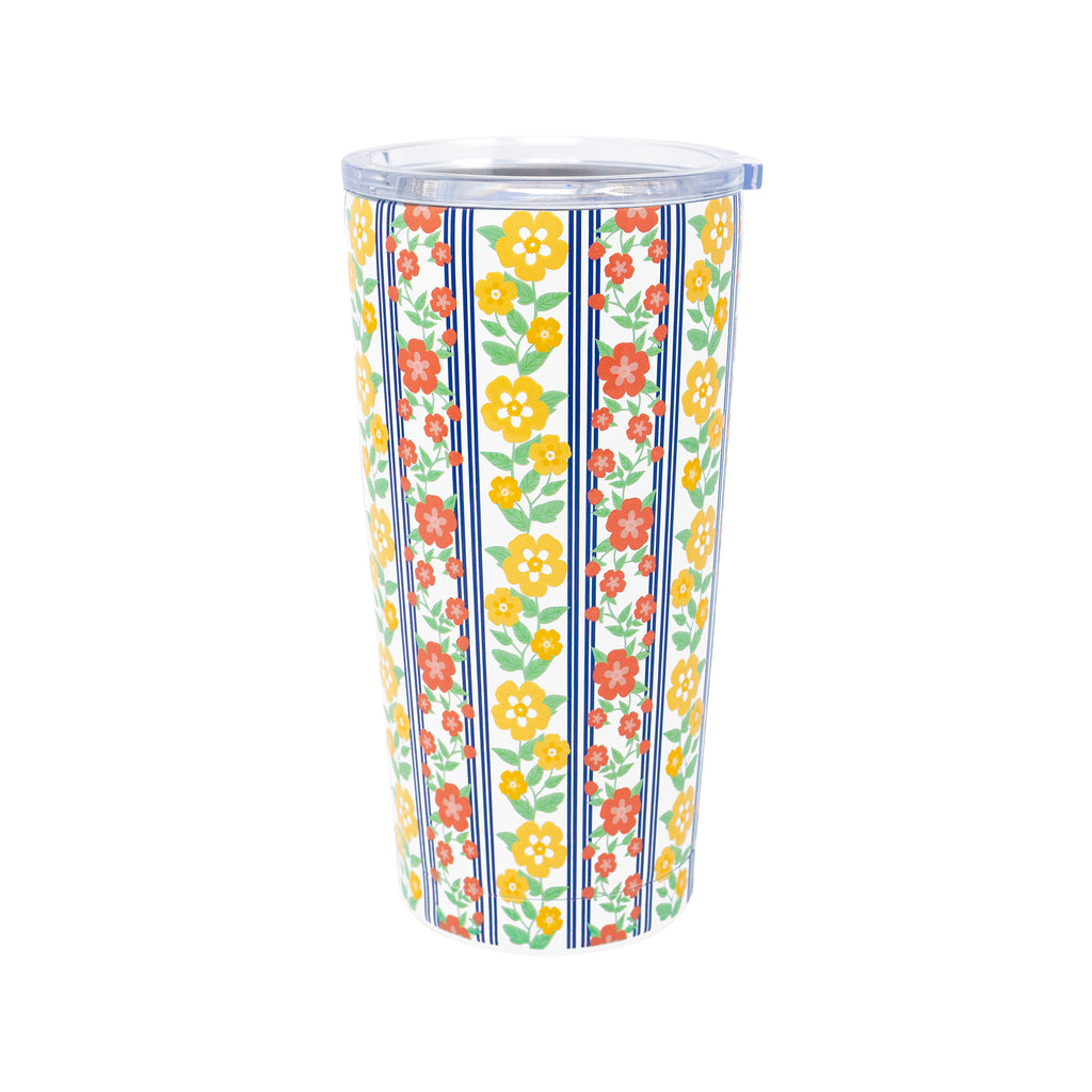 Stainless Steel Thermal Mug, Floral Stripe