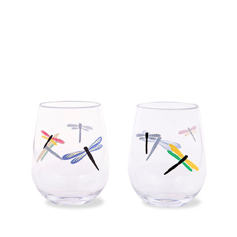 Kate Spade New York Acrylic Stemless Wine Glass Set, Navy Stripe -  Lifeguard Press